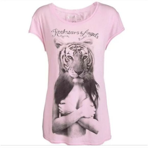 NWT Rockstars and Angels Tshirt Tiger in Rose - Picture 1 of 8